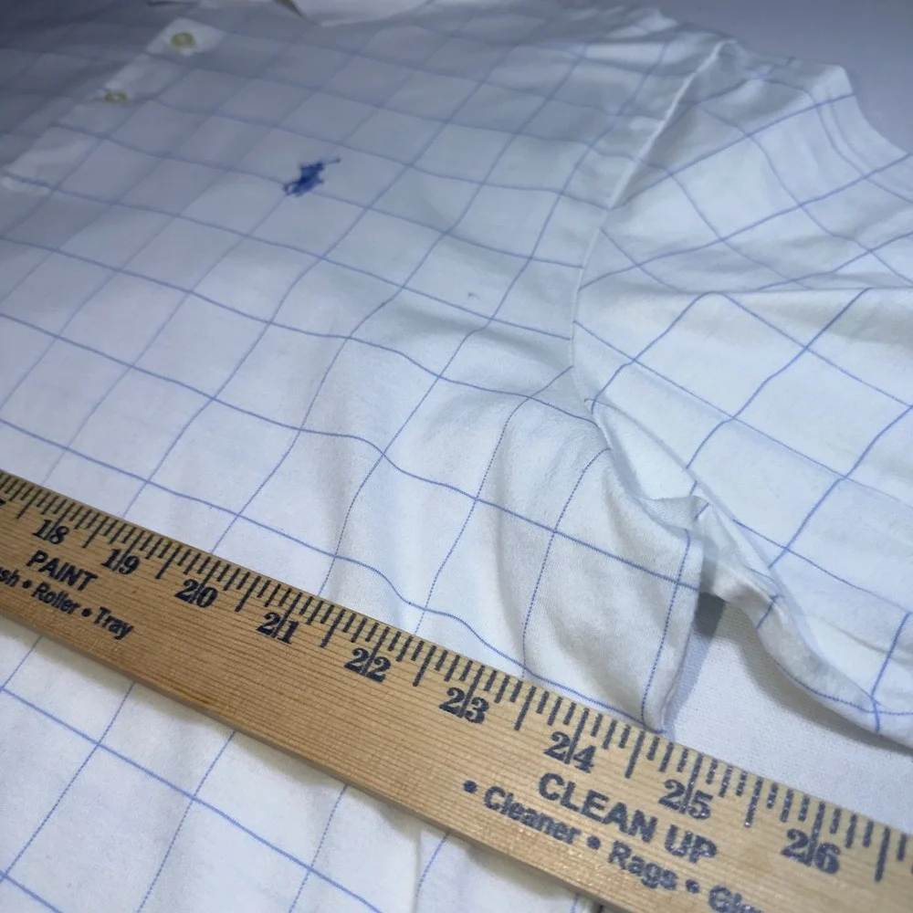 Polo Golf Ralph Lauren Mens XL White Blue Windowpane Check Preppy shirt